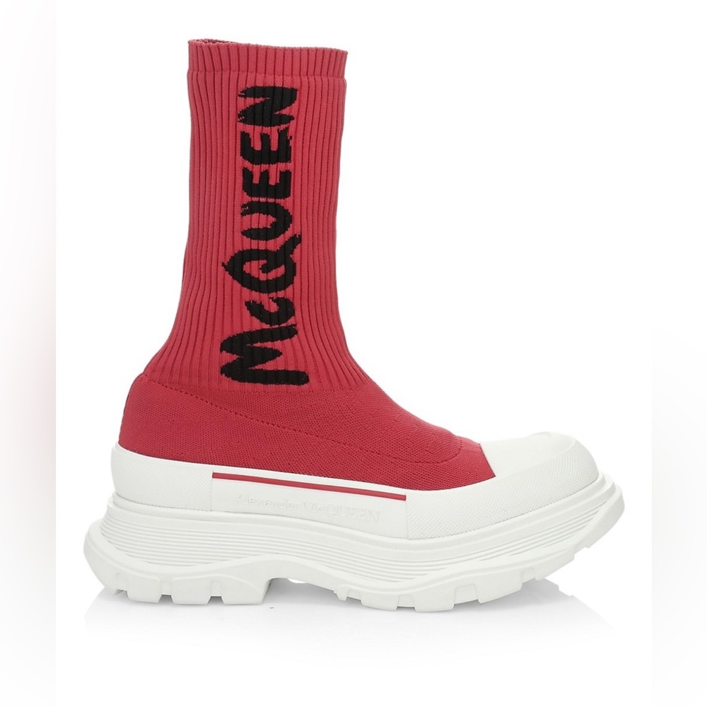 NIB Alexander McQueen Logo Sock Sneakers Size 9/40 Red Sold Out! Retail $990